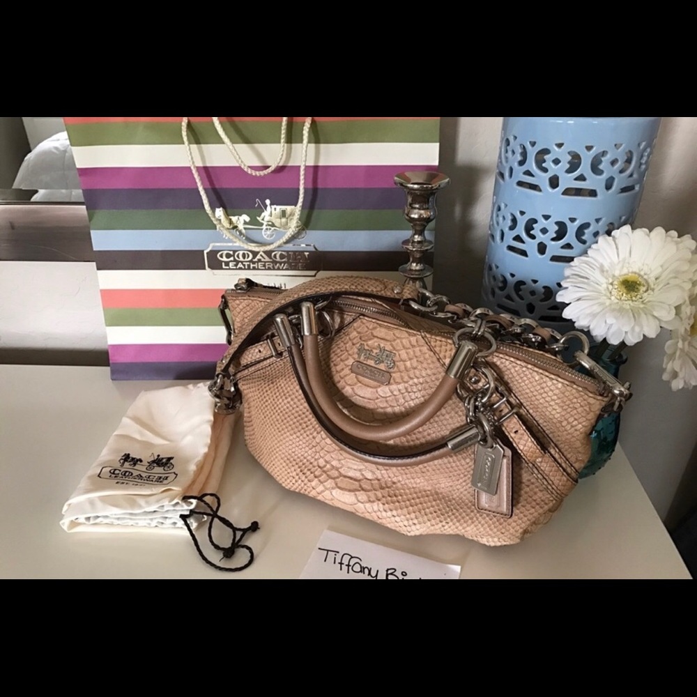 Rare Coach Madison Sophia Embossed Python Handbag - image 1